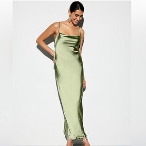 Old Navy Green Satin Cowl Maxi Dress - New with Tags